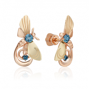 Серьги из комбинированного золота Platina с топазом 02-4860-00-201-1113 фото