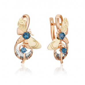 Серьги из комбинированного золота Platina с топазом 02-4861-00-201-1140 фото