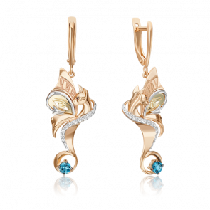 Серьги из комбинированного золота Platina с топазом 02-4863-00-201-1113 фото