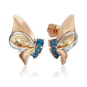 Серьги из комбинированного золота Platina с топазом 02-4865-00-201-1113 фото