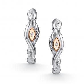 Серебряные серьги АЛЬКОР с золотой накладкой и бриллиантом 02-4865/000Б-00 фото