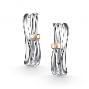 Серебряные серьги АЛЬКОР с золотой накладкой и бриллиантом 02-4870/000Б-00 фото