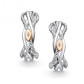 Серебряные серьги АЛЬКОР с золотой накладкой и бриллиантом 02-4871/000Б-00 фото