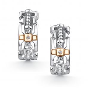 Серебряные серьги АЛЬКОР с золотой накладкой и бриллиантом 02-4872/000Б-00 фото