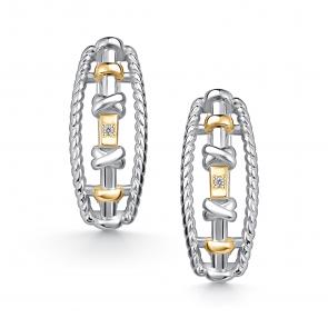 Серебряные серьги АЛЬКОР с лимонной накладкой и бриллиантом 02-4873/0ЛЗБ-18 фото