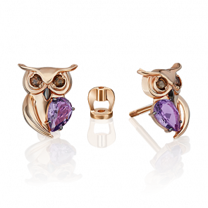 Золотые серьги Platina с аметистом и кварцем 02-4877-00-716-1110 фото