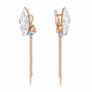 Серьги из комбинированного золота Platina с топазом 02-4885-00-201-1111 фото