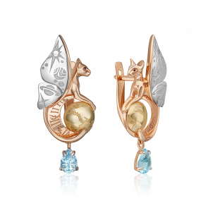 Серьги из комбинированного золота Platina с топазом 02-4888-00-201-1140 фото