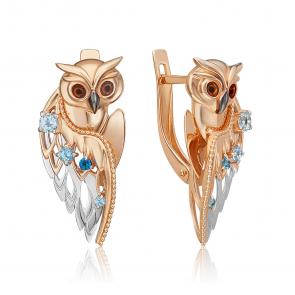 Серьги из комбинированного золота Platina с топазом и эмалью 02-4893-00-201-1111 фото