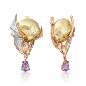 Серьги из комбинированного золота Platina с аметистом 02-4894-00-203-1140 фото