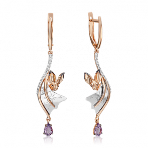 Серьги из комбинированного золота Platina с топазом и аметистом 02-4896-00-225-1111 фото