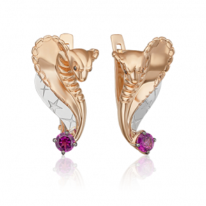 Серьги из комбинированного золота Platina с гранатом 02-4897-00-204-1111 фото