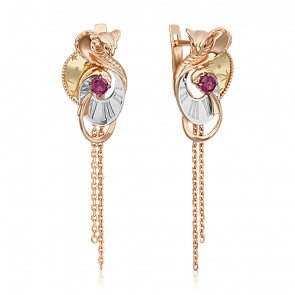 Серьги из комбинированного золота Platina с гранатом 02-4898-00-204-1140 фото