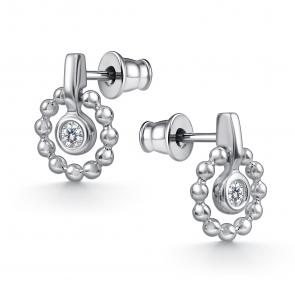 Серебряные серьги АЛЬКОР с фианитом 02-4908/00СВ-00 фото
