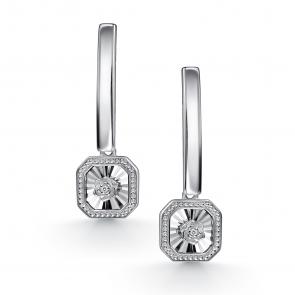 Серебряные серьги АЛЬКОР с бриллиантом 02-4939/000Б-00 фото