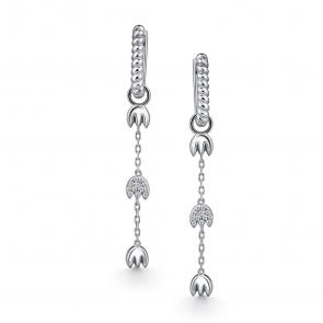 Серебряные серьги-трансформеры АЛЬКОР с фианитом 02-4945/00КЦ-00 фото