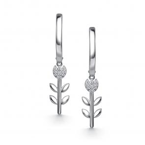 Серебряные серьги АЛЬКОР с фианитом 02-4946/00КЦ-00 фото