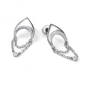 Серебряные серьги АЛЬКОР с фианитом 02-4952/00КЦ-00 фото