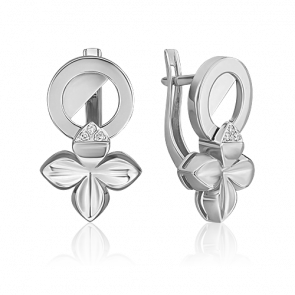 Серьги из белого золота Platina с бриллиантом 02-4982-00-101-1120 фото