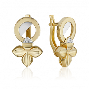 Серьги из комбинированного золота Platina с бриллиантом 02-4982-00-101-1121 фото