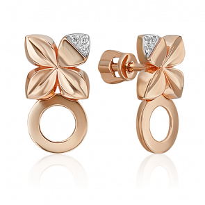 Серьги из комбинированного золота Platina с бриллиантом 02-4984-00-101-1111 фото