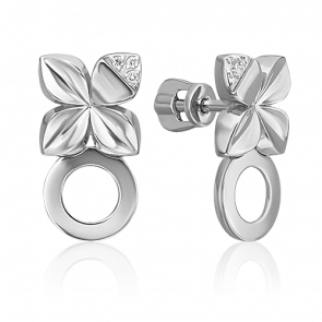 Серьги из белого золота Platina с бриллиантом 02-4984-00-101-1120 фото
