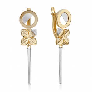 Серьги из комбинированного золота Platina с бриллиантом 02-4985-00-101-1121 фото