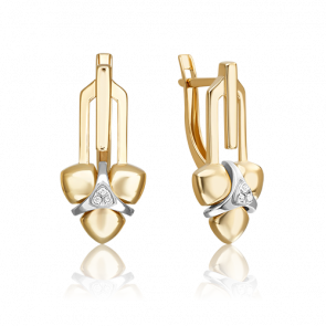 Серьги из комбинированного золота Platina с бриллиантом 02-4990-00-101-1121 фото