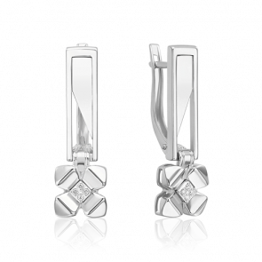 Серьги из белого золота Platina с бриллиантом 02-4992-00-101-1120 фото