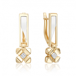 Серьги из комбинированного золота Platina с бриллиантом 02-4992-00-101-1121 фото