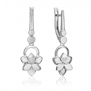 Серьги из белого золота Platina с бриллиантом 02-4996-00-101-1120 фото