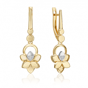 Серьги из комбинированного золота Platina с бриллиантом 02-4996-00-101-1121 фото