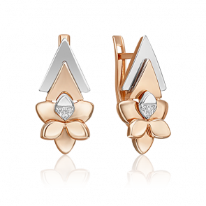 Серьги из комбинированного золота Platina с бриллиантом 02-4997-00-101-1111 фото