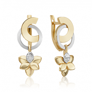 Серьги из комбинированного золота Platina с бриллиантом 02-4998-00-101-1121 фото