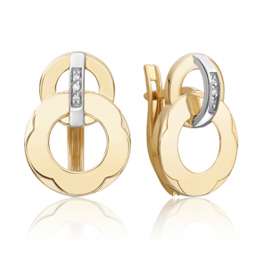 Серьги из комбинированного золота Platina с бриллиантом 02-5002-00-101-1121 фото