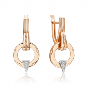 Серьги из комбинированного золота Platina с бриллиантом 02-5004-00-101-1111 фото