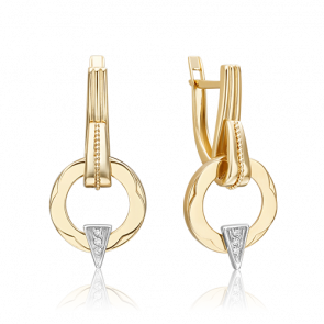 Серьги из комбинированного золота Platina с бриллиантом 02-5004-00-101-1121 фото