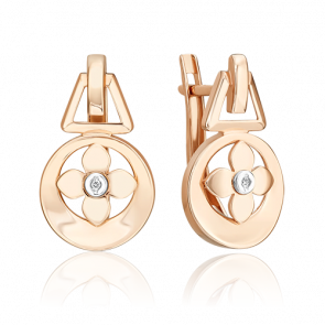 Серьги из комбинированного золота Platina с бриллиантом 02-5006-00-101-1111 фото