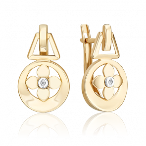 Серьги из комбинированного золота Platina с бриллиантом 02-5006-00-101-1121 фото