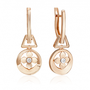 Серьги из комбинированного золота Platina с бриллиантом 02-5008-00-101-1111 фото