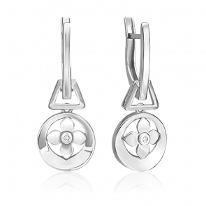 Серьги из белого золота Platina с бриллиантом 02-5008-00-101-1120 фото