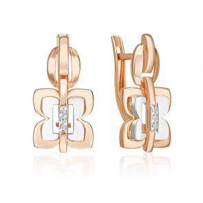 Серьги из комбинированного золота Platina с бриллиантом 02-5009-00-101-1111 фото