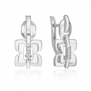 Серьги из белого золота Platina с бриллиантом 02-5009-00-101-1120 фото