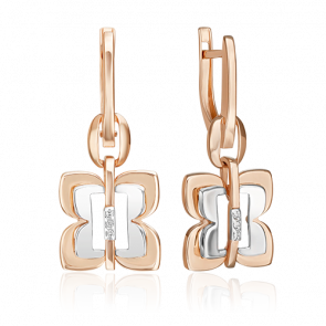 Серьги из комбинированного золота Platina с бриллиантом 02-5010-00-101-1111 фото