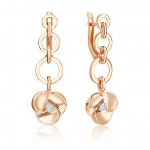 Серьги из комбинированного золота Platina с бриллиантом 02-5013-00-101-1111 фото