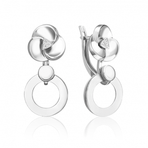 Серьги из белого золота Platina с бриллиантом 02-5014-00-101-1120 фото