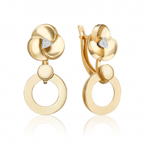 Серьги из комбинированного золота Platina с бриллиантом 02-5014-00-101-1121 фото