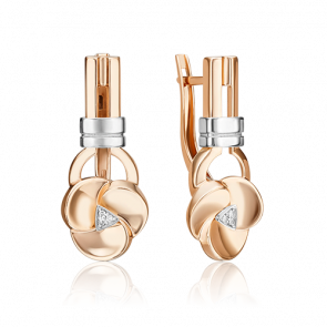 Серьги из комбинированного золота Platina с бриллиантом 02-5015-00-101-1111 фото