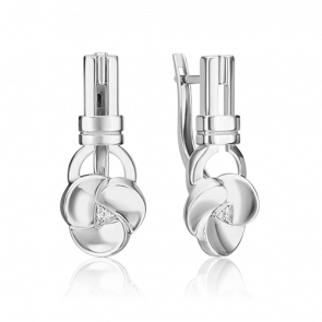 Серьги из белого золота Platina с бриллиантом 02-5015-00-101-1120 фото