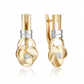 Серьги из комбинированного золота Platina с бриллиантом 02-5015-00-101-1121 фото